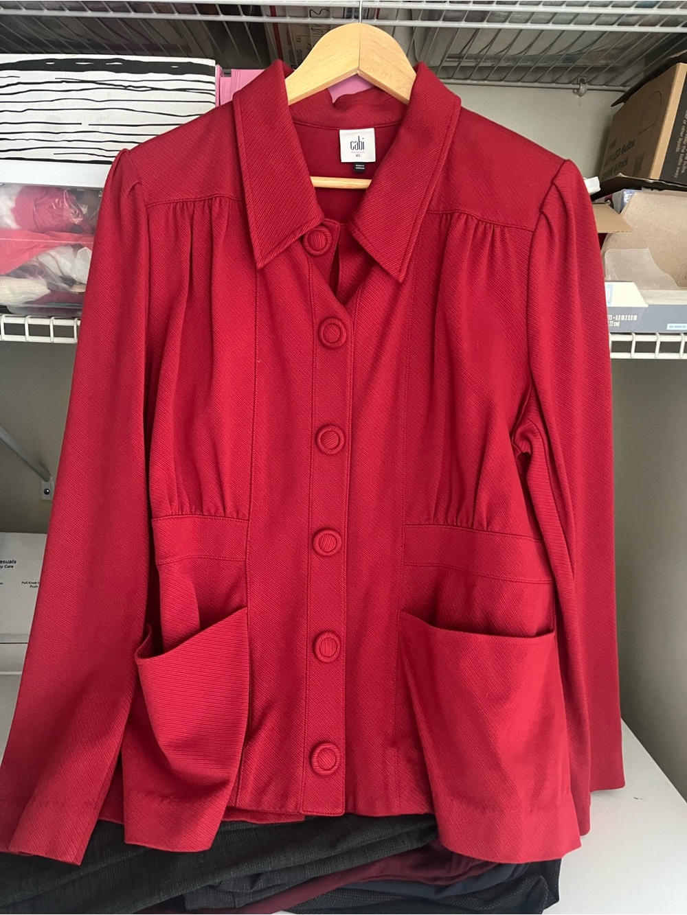 Red CAbi blazer snap front jacket  size XL